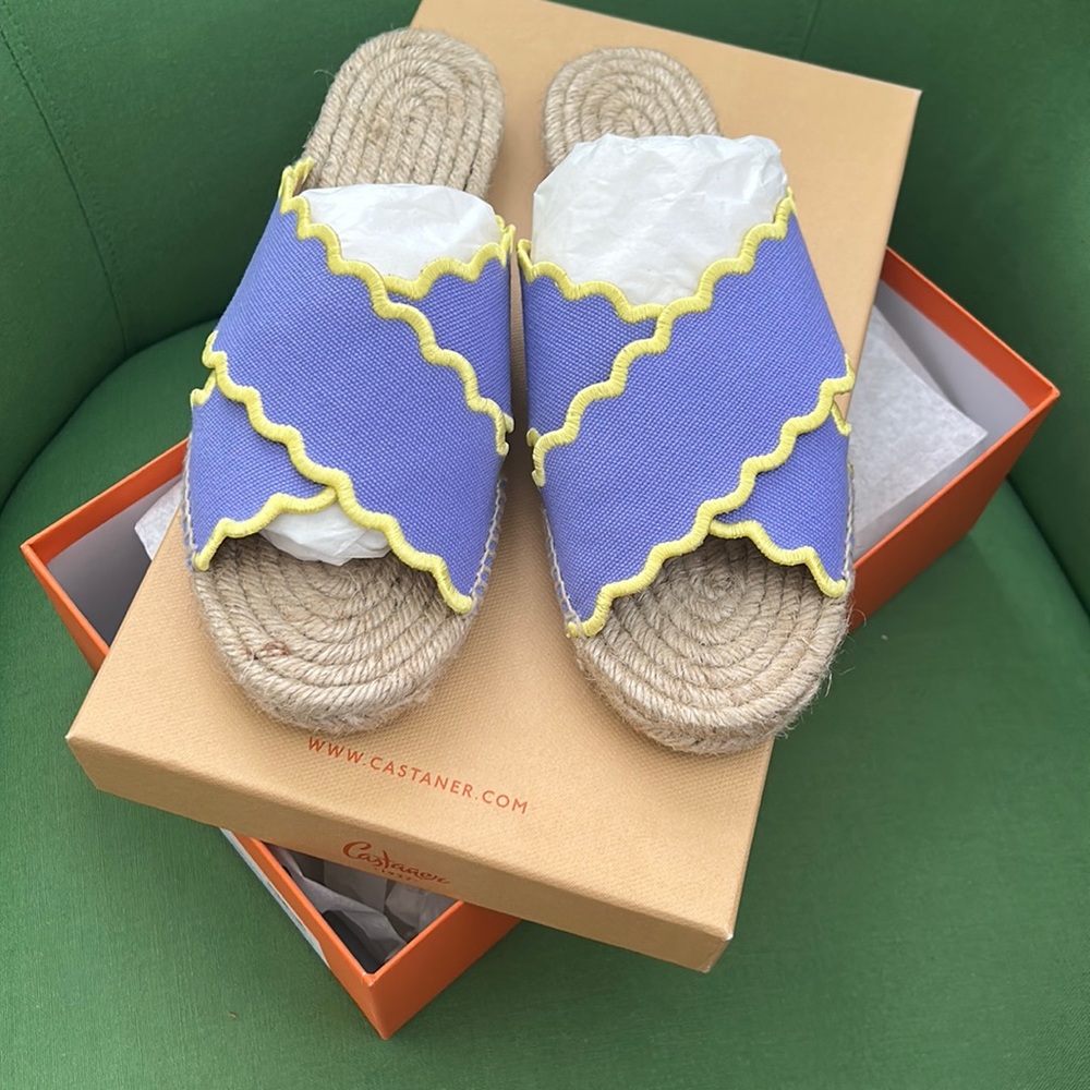Lavender and bright yellow beach slides